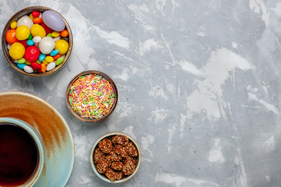 Sweets and drinks laid out on a table