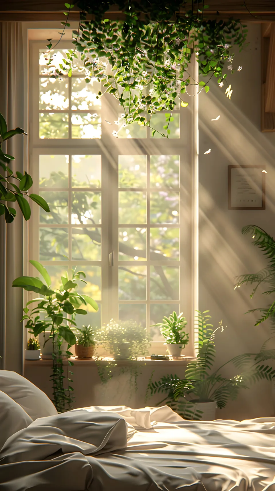 Sunlight through a window in a quiet room